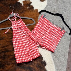 ASOS MATCHING SET! Red and White Checkered Halter Top and Shorts Set